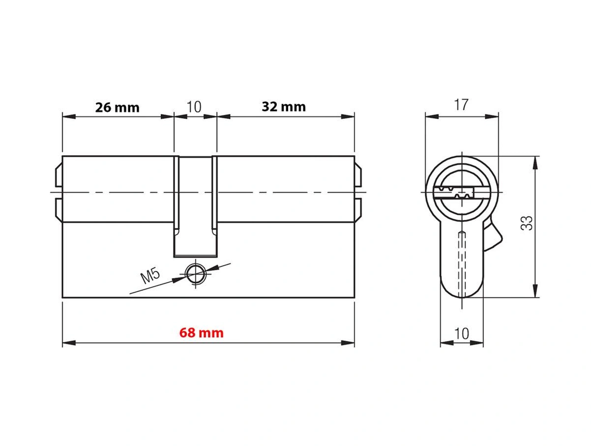 Kale Kilit 164bne Bilyalı Barel Kilit Göbeği 68 Mm Sarı