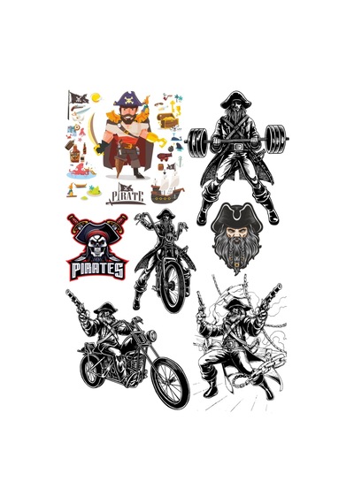 Korsan Sticker Set-1 9 Parça Telefon, Tablet, Defter, Laptop Sticker