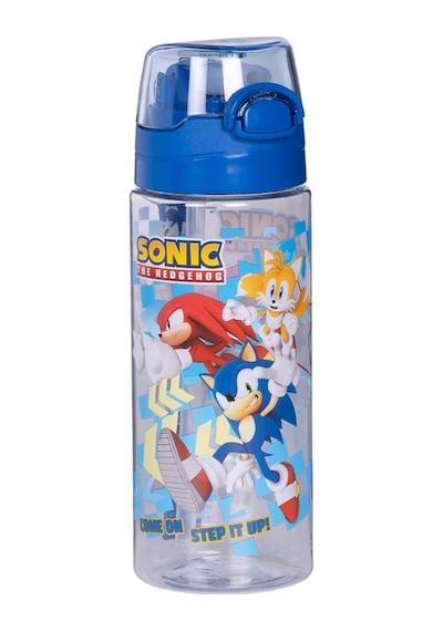 Wiggle 500ml Sonic The Hedgehog Pipetli Askılı Kilitlenebilir Su Matarası Mavi