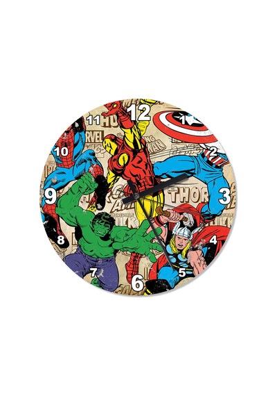 Marvel Karakterleri Mutafak Tipi Duvar Saati (407732668) Çok Renkli