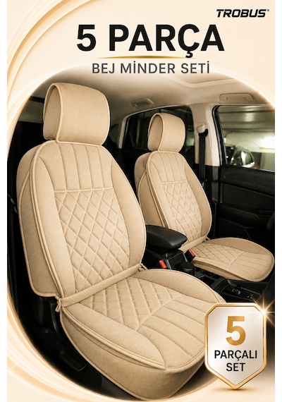 Seat Ibiza 6l 5 Kapı 2002-2009 Üniversal Zerafet Serisi 5 Parça Ortopedik Oto Koltuk Minderi Bej