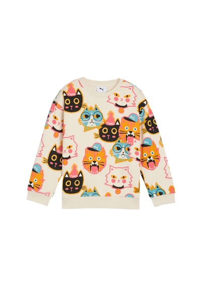 Puma Puma Moody Cat Crew Unisex Çocuk Bej Sweatshirt 8501 Krem