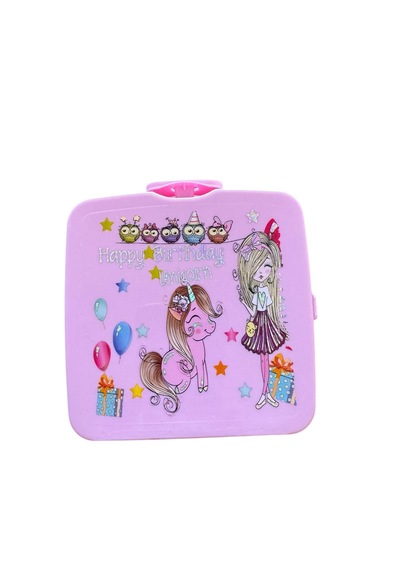 Tatlı Sebep Unicorn Happy Birthday Kilitli Öğrenci Beslenme Kabı Açık Pembe