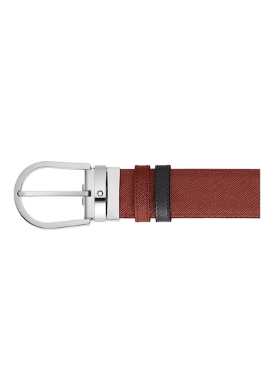 Montblanc Sartorial Deri At Nalı Tokalı 35 Mm Çift Taraflı Kemer Siyah
