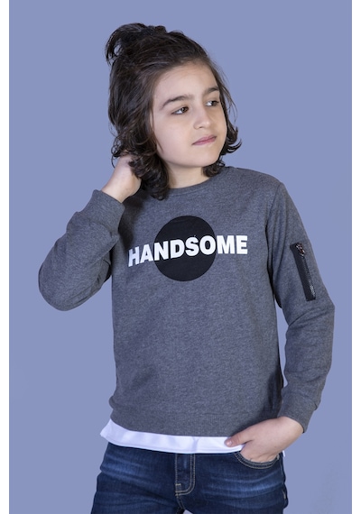 Toontoy Kids Toontoy Erkek Çocuk Handsome Baskılı Sweatshirt Antrasit Melanj