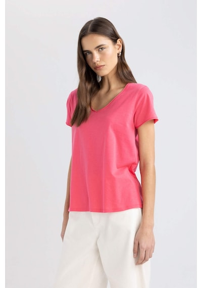 Defacto Regular Fit V Yaka Basic Kısa Kollu Tişört K1507AZ24SMPN239 Pembe Defacto Regular Fit V Yaka Basic Kısa Kollu Tişört K1507AZ24SMPN239 Pembe