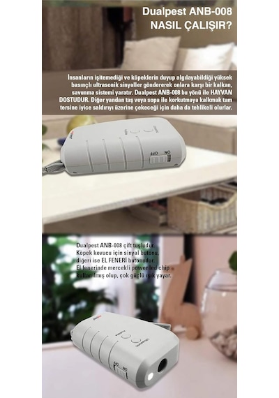 Dualpest An-b008 Ultrasonik Saldırgan Köpek Kovucu - Köpeksavar - Led Işıklı