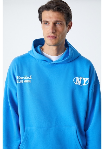 Grımelange Grımelange Agassı Erkek Yumuşacık Kumaşlı Saks Mavi Sweatshirt Saks Mavi