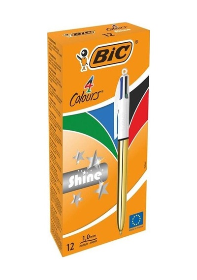 Bic Tükenmez Kalem Shıne 4 Colours Altın Gövde 12 Li 964774 Çok Renkli