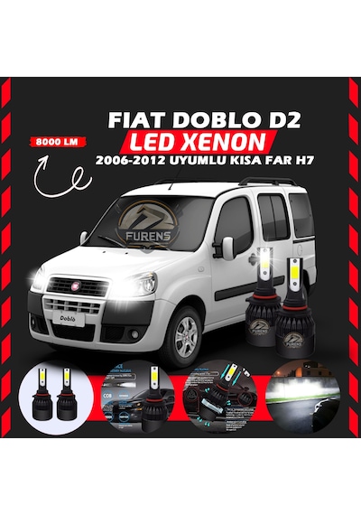 Fiat Doblo D2 2006-2012 Kısa Far Uyumlu Şimşek Etkili Led Xenon Light Series H7