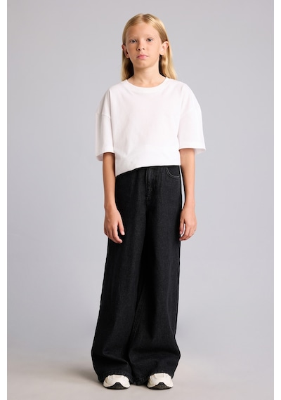 Defacto 90s Wide Leg Beş Cep Detaylı Jean Pantolon Kız Çocuk H6249a826aunm40 Siyah-nm40