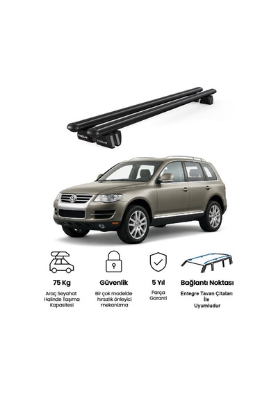 Pençe Volkswagen Touareg 2002-2010 Uyumlu Siyah Ara Atkı 109cm Port Bagaj Tavan Barı