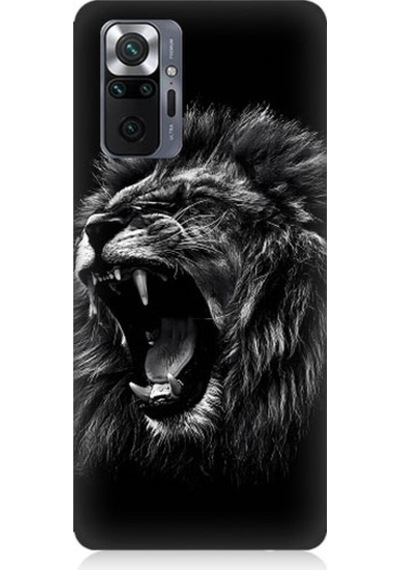 Xiaomi Redmi Note 10 Pro Uyumlu Saldırgan Aslan Desenli Silikon Kılıf