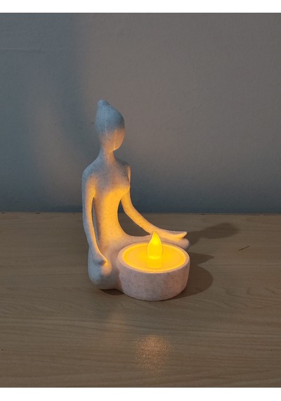 Meditasyon Kadın Figürü Mumluk 3d Baskı Dekoratif Led Mumluk