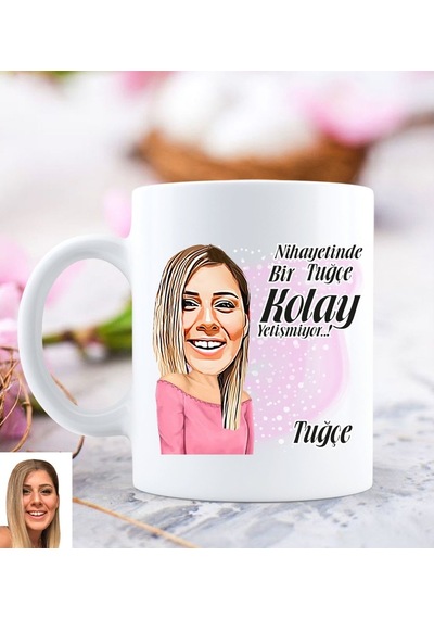 6Renk Kişiye Özel Kadın Karikatürlü Beyaz Kupa Bardak-55