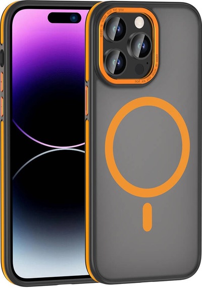 Apple Uyumlu iPhone 14 Pro Kılıf M-safe Şarj Özellikli Mat Görünümlü Zore Ant Kapak Turuncu
