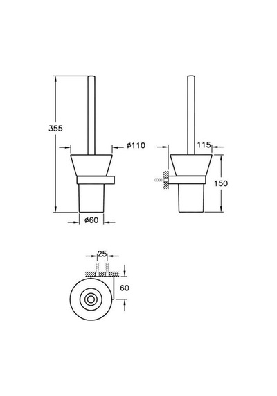 A44437 Artema Diagon Tuvalet Fırçalığı, Krom