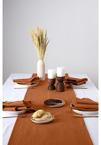 Premium Keten Runner 40 X 150 Cm Tarçın Çok Renkli