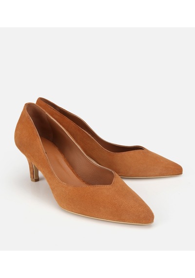 Hotiç Kadın Süet Deri Taba Kısa Topuklu Stiletto 01ayh321890a340 01ayh321890a340