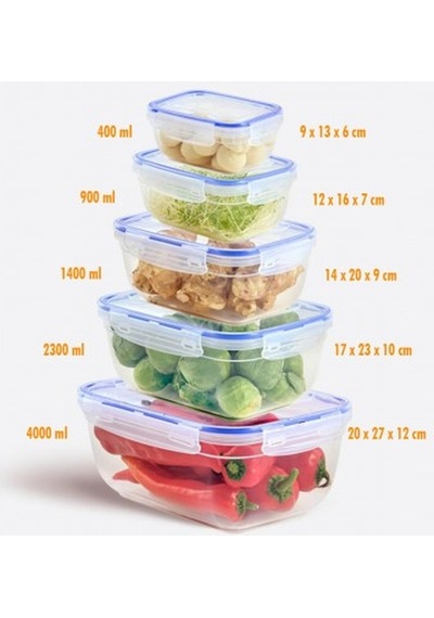 Dikdörtgen 10 Parça Contalı Vakumlu Sızdırmaz Hava Almaz Saklama Kabı Seti 2x 4000/2300/1400/900/400 Ml Diğer