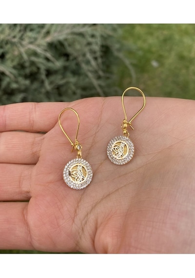 Çgk Çiğdem Gürel Kuyumculuk 14 Ayar Altın Sallantılı Tuğra Küpe Gold