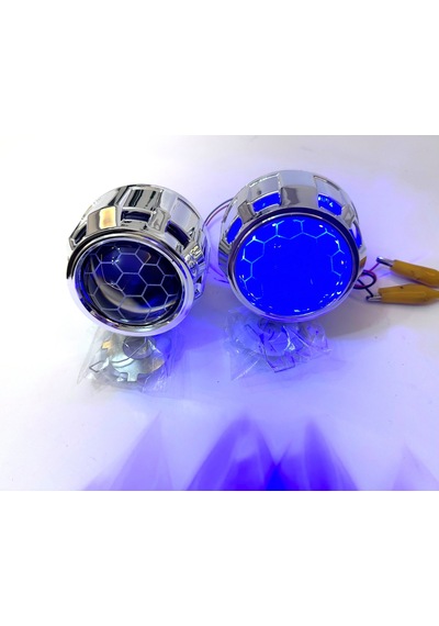 Femex Bi-xenon Mavi Renk Bal Petek Desenli Far İçi Mercek 2,5 Inc Far Merceği Led Xenon Uyumlu