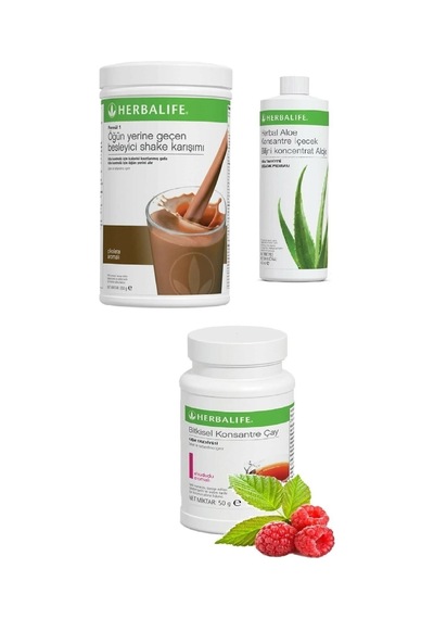 Herbalife Set Çikolata Shake Aloe Suyu 50 Gr Ahududu Aromalı Çay Ve Shaker