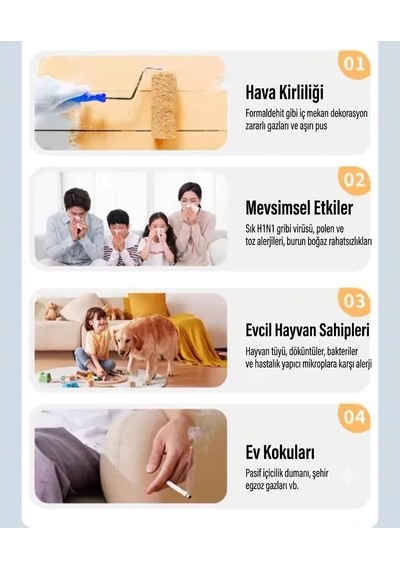 Arpag Import Oda Hava Temizleme Cihazı Hepa Filtreli Kedi Köpek Tuvalet Kokusu Temizleyici Altın - Çok Renkli