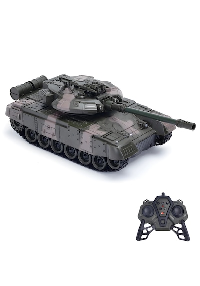 Oyuncak Şarjlı Uzaktan Kumandalı Rc Tank 33 Cm 360 Döner Gövde Işıklı Sesli Atış Efektli Yeşil