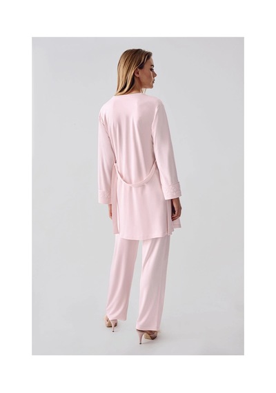Moda Dua Freshness 321 Kadın Sabahlıklı Pijama Takımı PEMBE