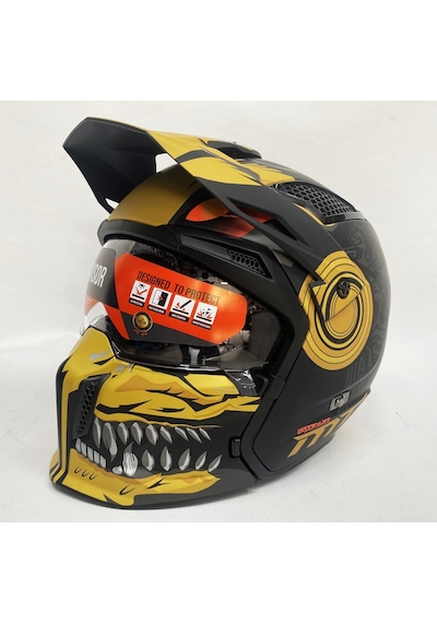 Mt Streetfighter SV Aztec B3 Çene Açılır Motosiklet Kaskı Mat Siyah - Sarı