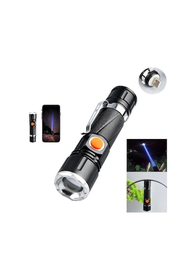 Watton Led Mıknatıslı Usb Şarjlı El Feneri Wt-622-46710 Siyah