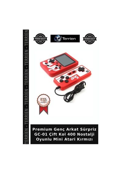 Premium Genç Arkat Sürpriz Gc-01 Çift Kol 400 Nostalji Oyunlu Mini Atari Kırmızı