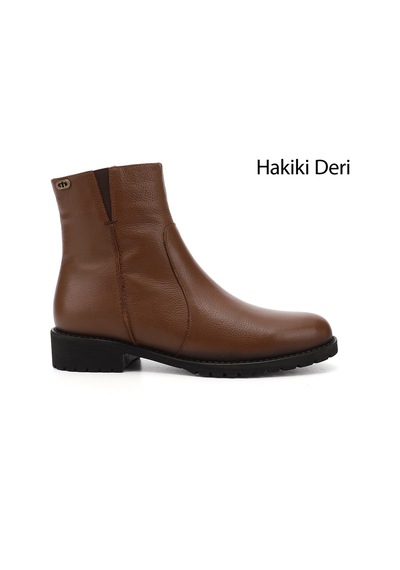 Gönderi(R) Gönderi R Taba Floter Fermuarlı Kauçuk Taban Hakiki Deri Bot Taba Floter