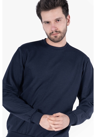 2 İplik Bisiklet Yaka Sweatshirt Lacivert