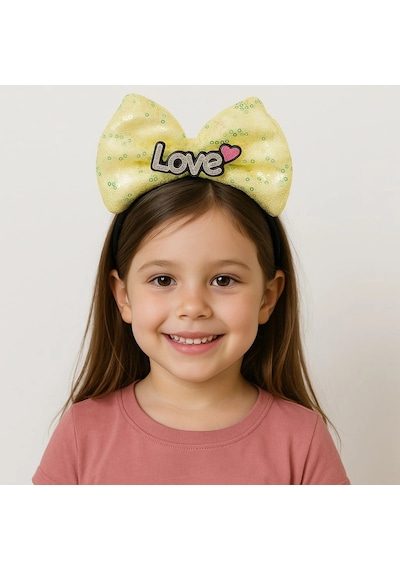 Led Işıklı Love Yazılı Sarı Fiyonk Taç Kız Çocuk Parti Tacı Bx40 +0