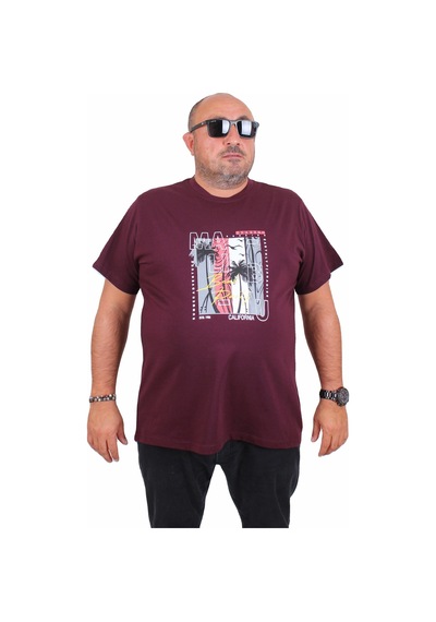 Moc Grande Mocgrande Erkek Büyük Beden Sıfır Yaka Tişört Beach Party 25191 Murdum Murdum