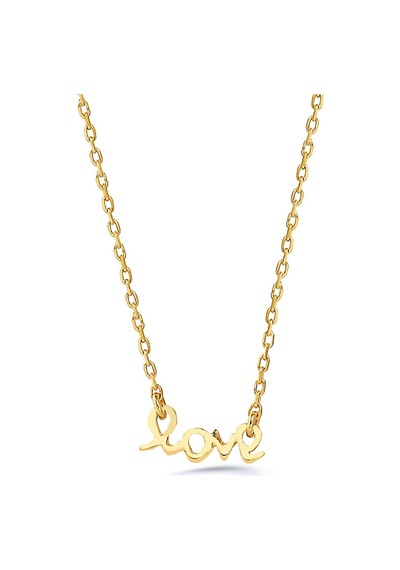 Kuyumcudukkani Zincirli"love"figürlü Kolye-37107-g Gold