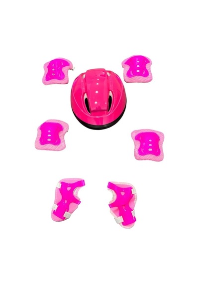 Mey İthalat Bisiklet Kaykay Paten Çocuk Kaskı Ve Dizlik Set Pembe