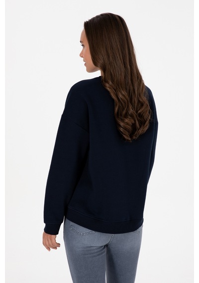 U.S. Polo Assn. Kadın Lacivert Şardonlu Bisiklet Yaka Basic Sweatshırt 50313586-VR033