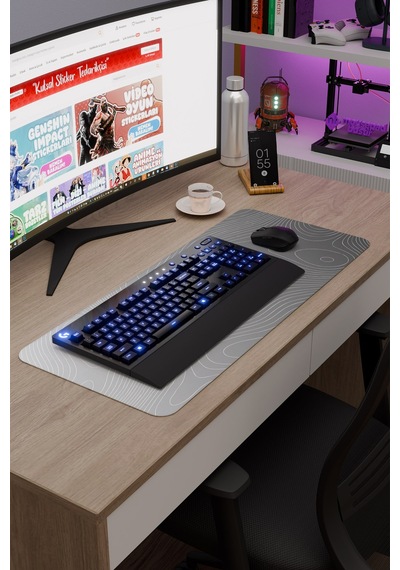 Topography Kaymaz Dikişli Kauçuk Oyuncu Mousepad V2 - 70x30 Xl Gaming Mouse Pad Fare Altlığı