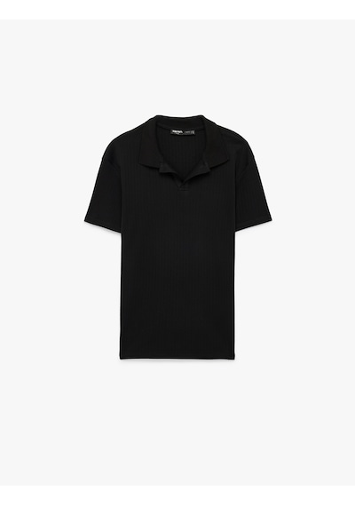 Koton Kısa Kollu Pamuklu Slim Fit Polo Yaka Tişört Siyah 6sam10291mk