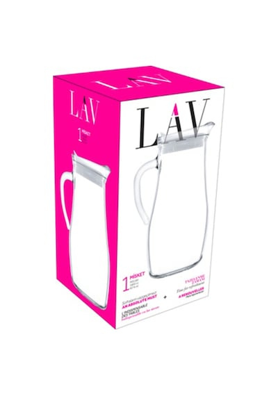 Lav Misket Cam Sürahi Tekli 1,8 L Kulplu Beyaz Plastik Kapaklı
