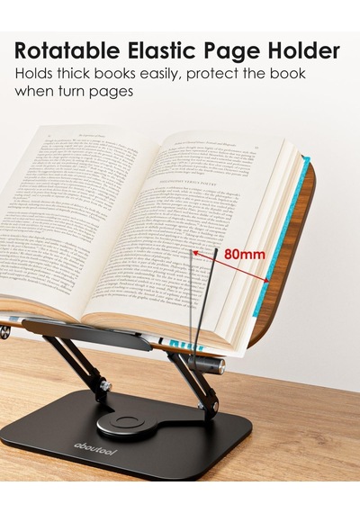 Ht-907 Metal Ahşap Kitap Okuma Standı 360 Dönebilen Katlanabilir Masaüstü Rahle Laptop Standı Tablet