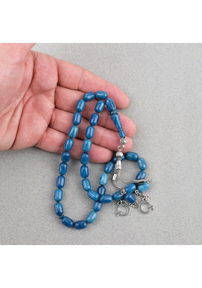 Sıkma Kehribar Kapsül Kesim Alpaka Püsküllü 7x11mm Tesbih 13581656