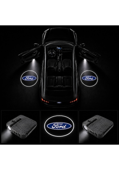 Ford Kapı Altı Logo Projektör Led Işığı 2'li Set Pilli Kablosuz Kapı Karşılama Lambası