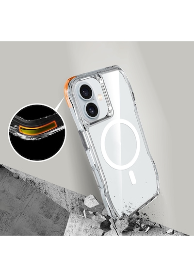 Zore Apple Uyumlu iPhone 16 Plus Kılıf Magsafe Şarj Özellikli Airbagli Şeffaf İncek Kapak - Şe Şeffaf