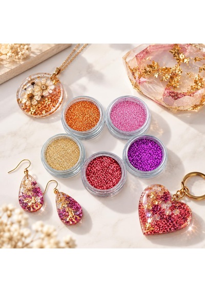 5 Adet Epoksi Reçine Sim & Glitter Seti, Mum Beton Nail Art Glitter Sim Seti Malzeme