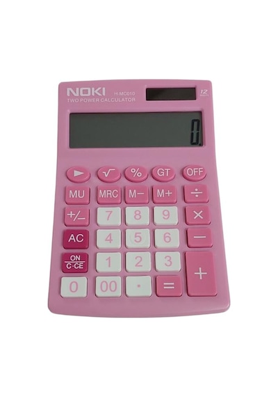 Noki H-mc010 Pembe Hesap Makinesi - 12 Haneli Pilli Ve Güneş Enerjili Çok Renkli