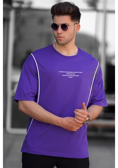 Madmext Madmext Mor Oversize Erkek Tişört 5234-Mor